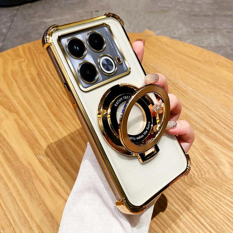 Luxury Shockproof Magnetic Bracket for Magsafe Case for Infinix Smart 9 8 7 Plus Smart9 Hot 50i 50 I Hot50i With Holder Cover