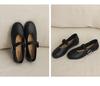 Pigskin Pad Woven Mary Jane Shoes with Single Buckle Strap for Women