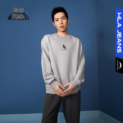 Мужской свитшот с круглым вырезом и принтом букв HLA Black Whale