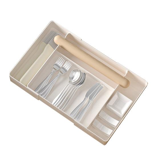 Органайзер для столовых приборов, выдвижной ящик для кухонных принадлежностей, органайзер с несколькими отделениями, большой вместимостью для столовых приборов