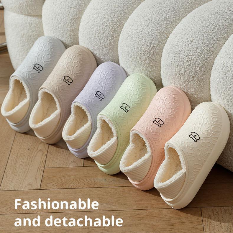 Хлопковые тапочки Little Bear, новые популярные женские домашние плюшевые милые водонепроницаемые и противоскользящие плюшевые тапочки на толстой подошве