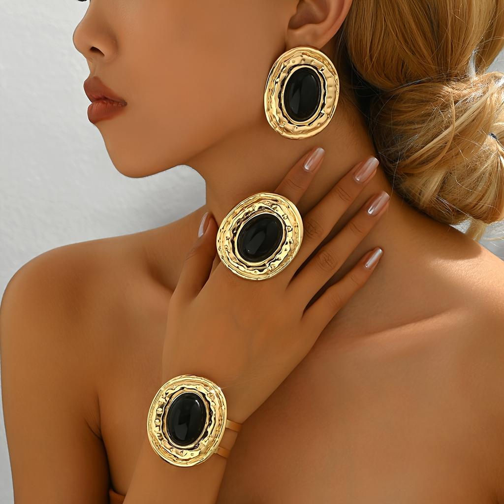 New Creative Geometric Set of 4 Rings, Bracelets, And Earrings