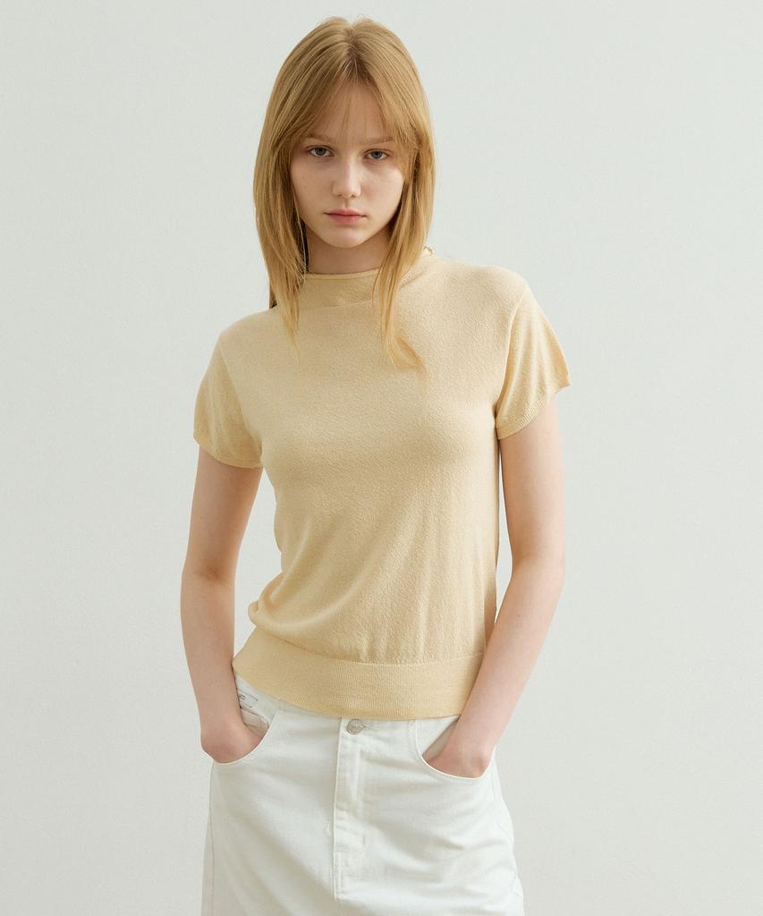 ARTID Linen Half-Neck Short-Sleeve Knit_Butter