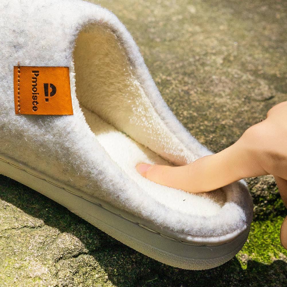 Мужские супермягкие фетровые тапочки с подушками из пены с эффектом памяти - Теплые зимние домашние туфли с нескользящей комфортной подошвой из ТПР