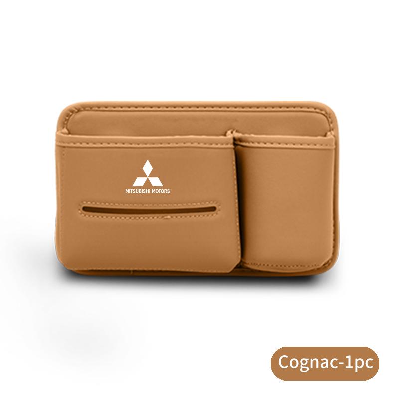 cxdjmy1 Car Logo Seat Slot Leather Storage Tissue Box Holder Auto Decorative Accessories For Mitsubishi Outlander Lancer Eclipse Mirage