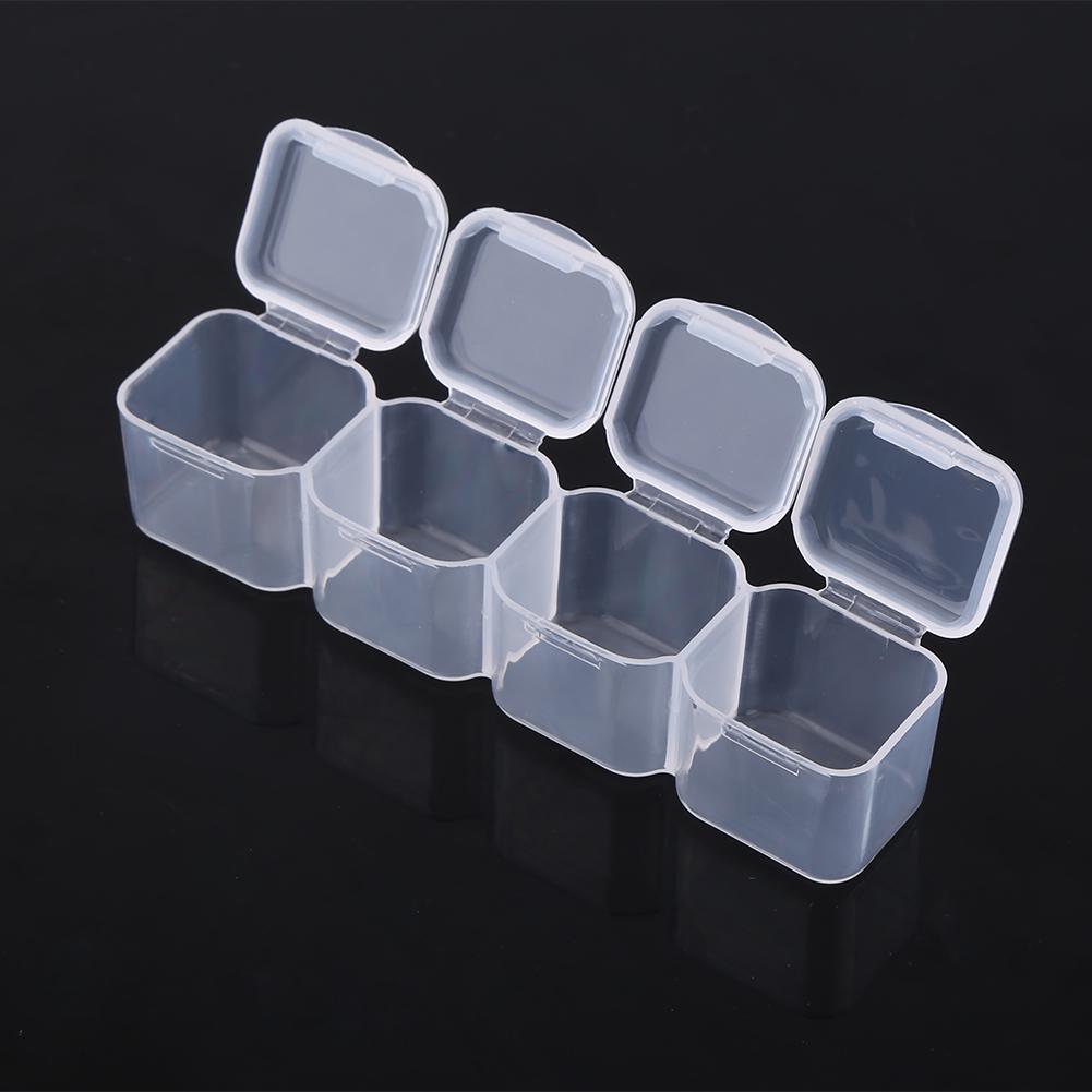 Clear Plastic 28 Slots Adjustable Tablet Medicine Pill Jewelry Storage Organizer Box Container