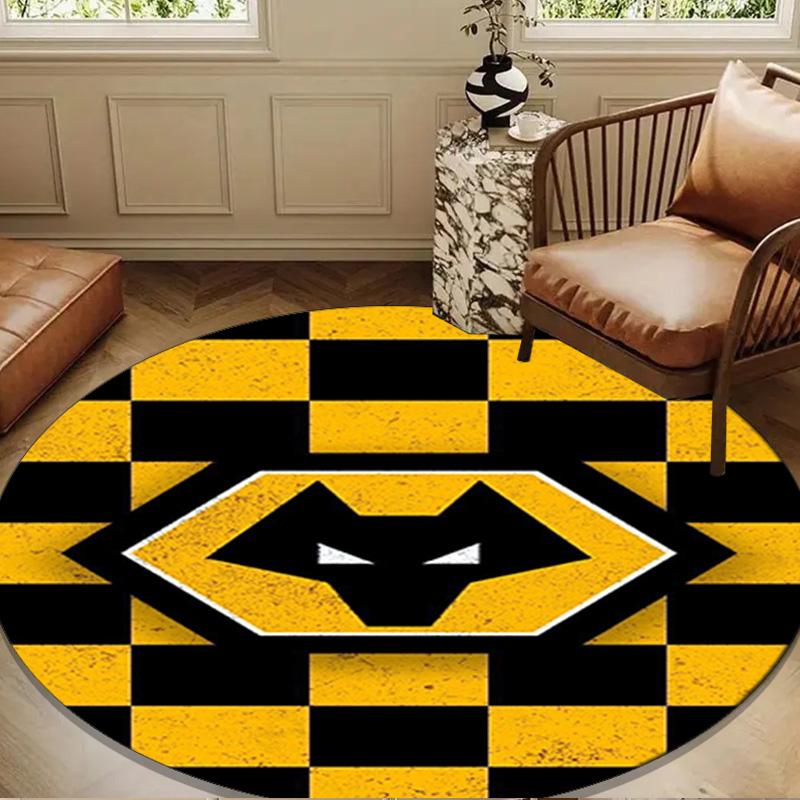1PC rug Wolves Team Emblem Round mat Home Decor, Chair rug For livingroom,Bedroom, doormat home decor Birthday Gift Christmas Gifts