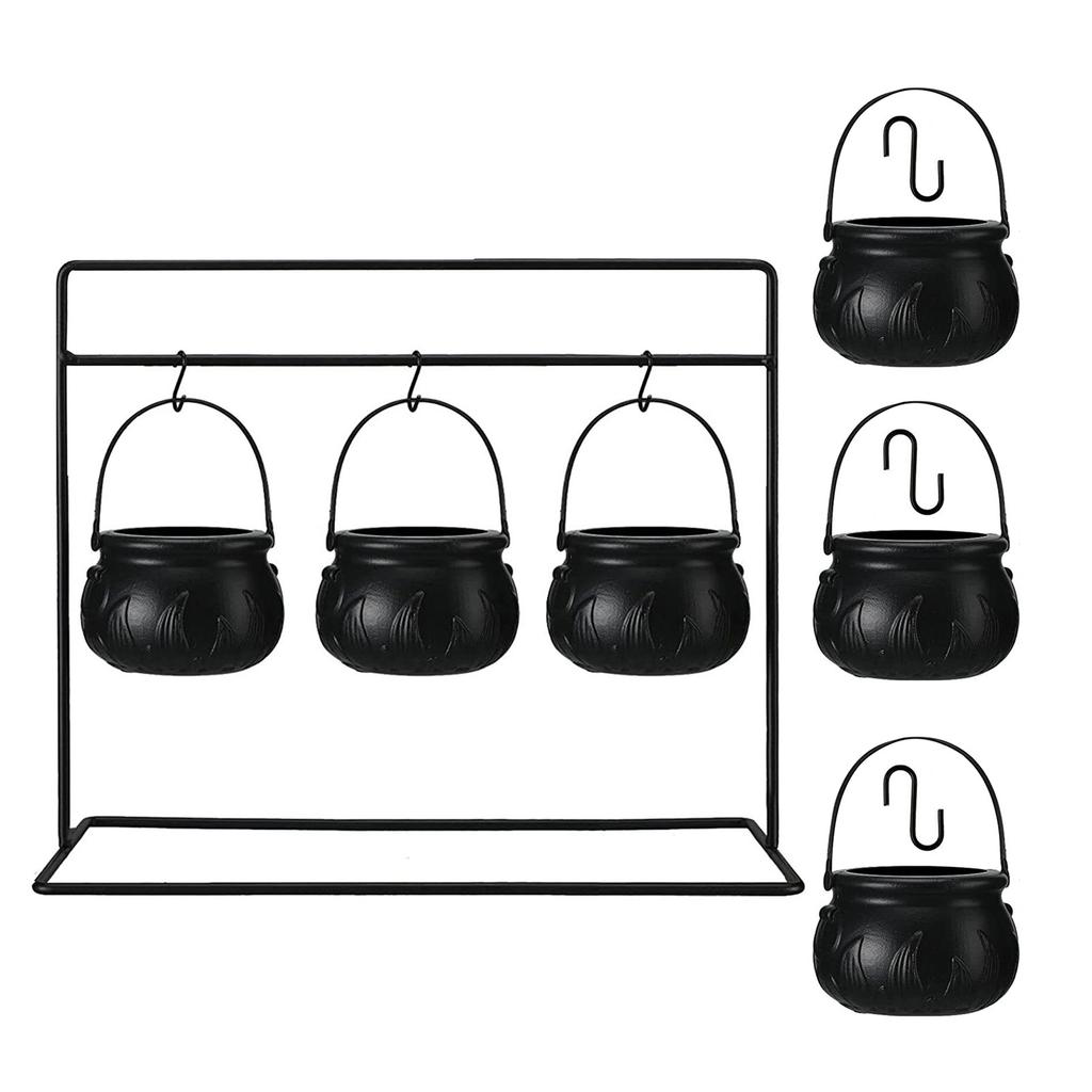 Pack Of 3/6/9 Halloween Witch Cauldron Candy Bowls With Metal Stands For Indoor Outdoor Party Tabletop Decorations