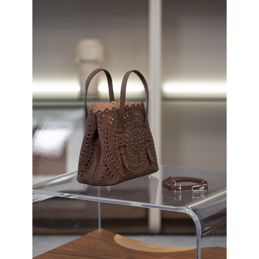 Mina20 первый слой бархат узор личи телячья кожа полый белый стальной металлофурнитура с одинарным плечевым ремнем для ношения через плечо французский полый