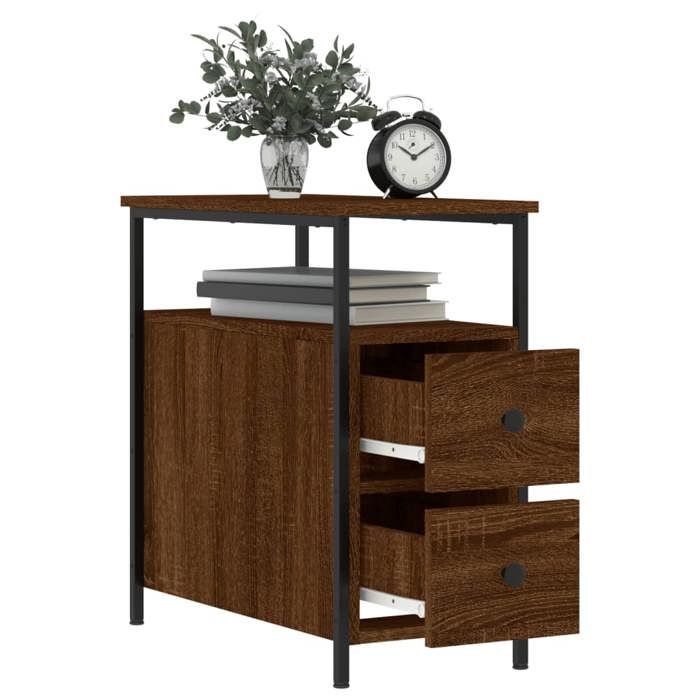 Tables de chevet - Maison Exclusive - Lot de 2 - Chêne marron - Bois d'ingénierie 30x60x60 cm