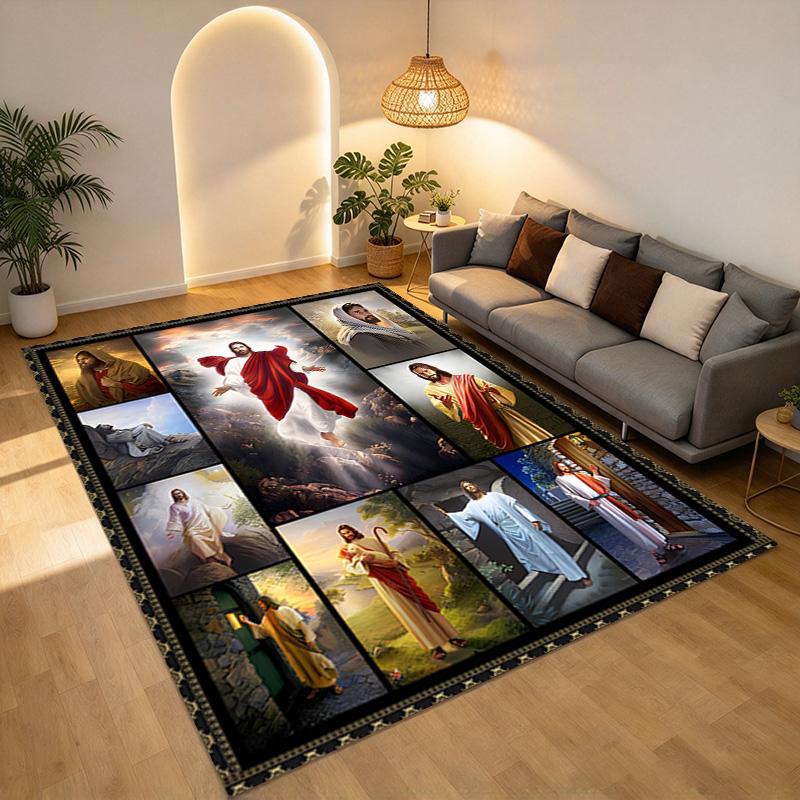 Jesus Christ Living Room Nonslip Area Rug Soft Carpet For Bedroom Game Playroom Sofa Office Home Decor Doormat Christmas Gift C9301250