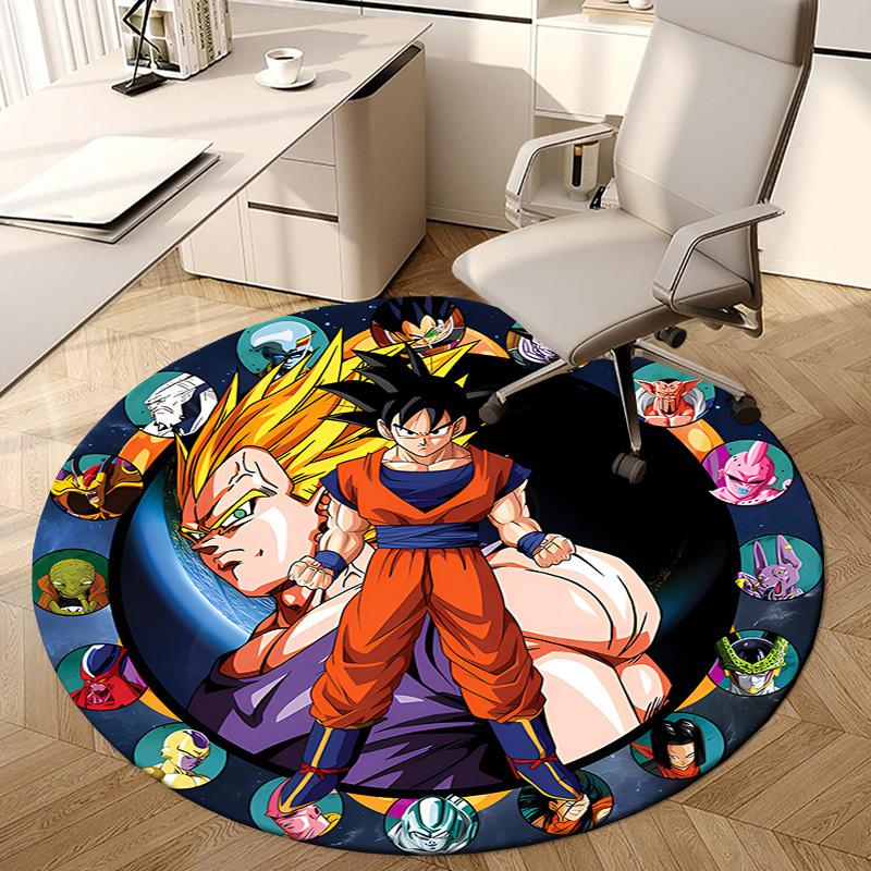1 шт. Персонажи Dragon Ball Super Круглая художественная работа Круглый ковер, Изготовлен из полиэстера, Для украшения офисных стульев, гостиных, Яркий декоративный ковер