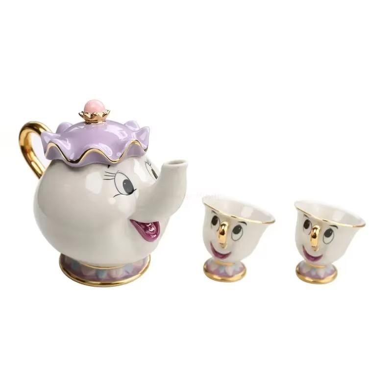 Disney Чайник Милый Мультяшный Красавица и Чудовище Кофейники Кружка Миссис Поттс Чашка Чипа Чайная Чашка Горшки Один Наборы Чая Дропшиппинг