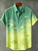 Marine Creatures Gradient Printed Short Sleeved Shirt For men's Casual Cardigan top, Simple Marine style, For Summer Vacation