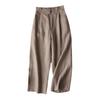 Women Pants High Waist Button Zipper Fly Casual Trousers Solid Color Straight Wide Leg Leisure Long