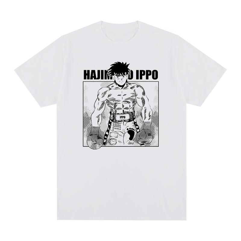 Винтажная хлопковая футболка Hajime No Ippo Аниме Макуноучи Летняя мода Аниме футболки Харадзюку Уличная одежда Футболки с коротким рукавом Унисекс