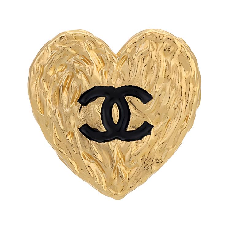 Chanel 24P Heart Lava Texture Double C Metal Earrings Women Earrings ABC948-B16086-NW195
