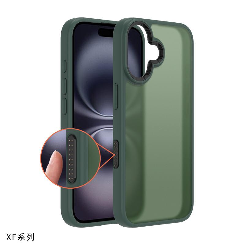 Применимо к чехлу для мобильного телефона iPhone16 Pro, матовое покрытие с ощущением кожи, умный сенсорный Ai-кнопка, чехол для мобильного телефона Apple 17e с ощущением кожи