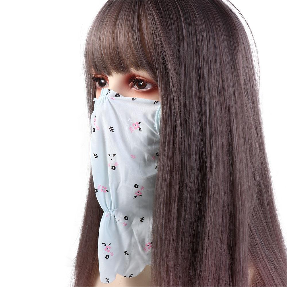 Sunscreen Veil Face Cover Flower Pattern Face Gini Mask Thin Ice Silk Mask  Outdoor