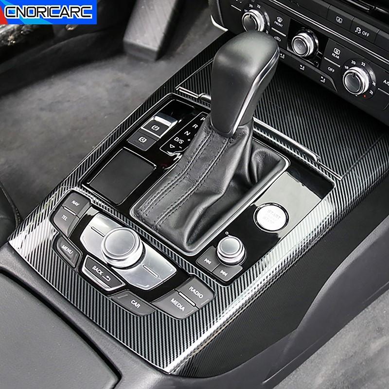 Для Audi A6 C7 2012-2018 Декоративная рамка панели переключения передач на центральной консоли Чехол-накладка на рычаг переключения передач Цвет карбона Автомобильный аксессуар