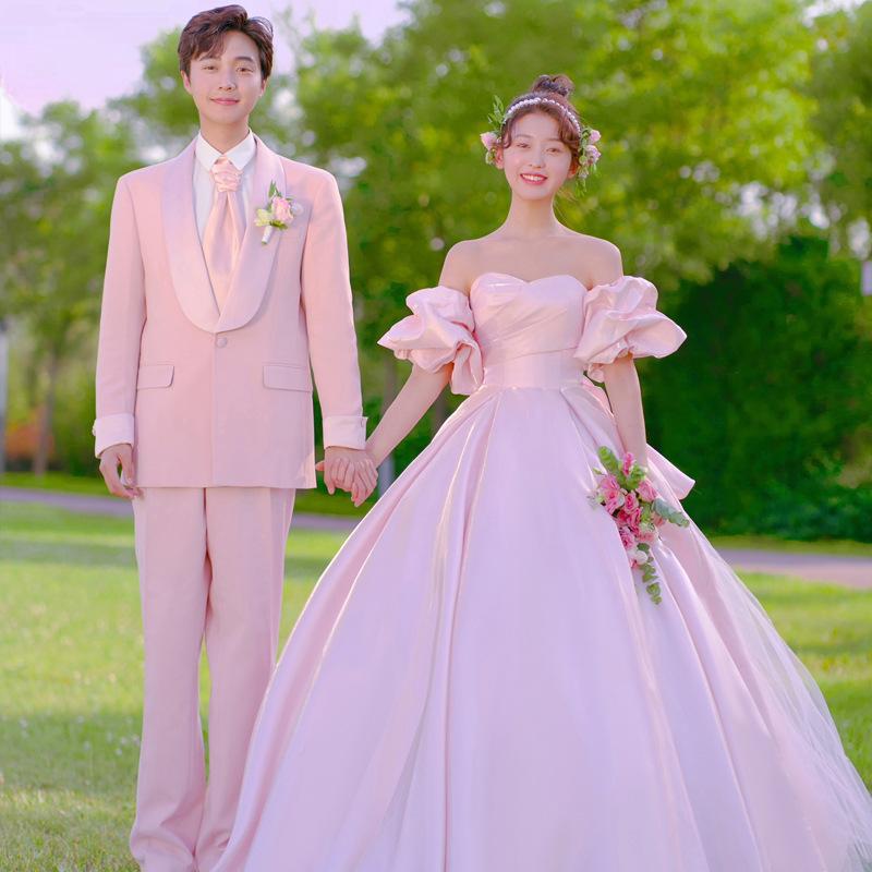 Розовое свадебное платье светлое платье свадебное платье темперамент девчачий стиль