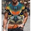 Men's Owl Graphic Print T Shirt Fashion Short Sleeve Crew Neck 3D Digital Printed T-Shirt Novelty Oversized T Shirts Men Tops