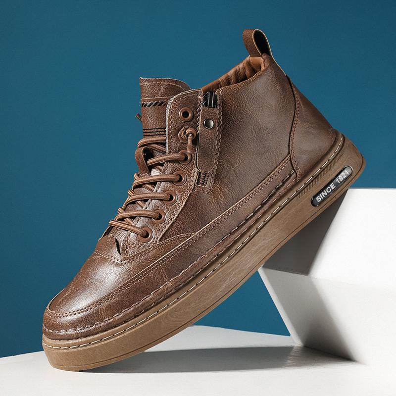 Горячая Распродажа Мужские Ботильоны Бизнес Повседневные Высокие Кожаные Туфли Мужская Мода Молния Хаки Короткие Ботинки-Бочки Мужские botas para hombre