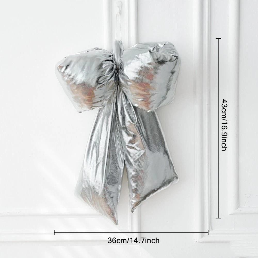 Shiny Metallic Christmas Bowknot Pendant Creative Bowknot Hanging Pendant  Xmas Party Supplies