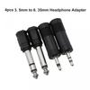 Black Headphone Adaptor Converter Stereo 1/4 Inch 3.5mm To 6.35mm 4*