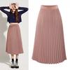 Women Chiffon Skirt Mid-length Pleated Skirt Elastic High Waist Slim Slimming Loose Skirt