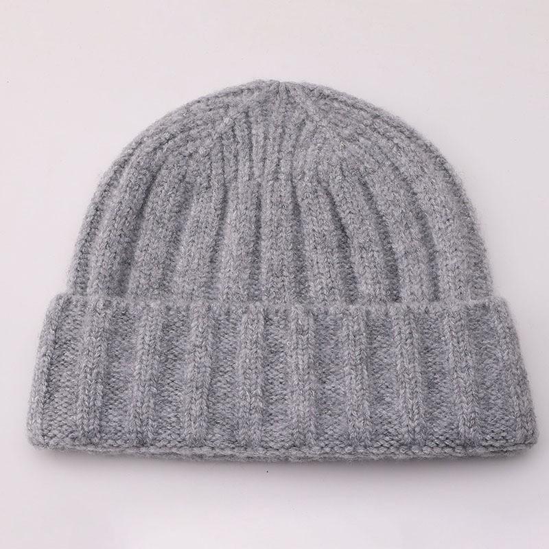 Large Head Cashmere Knit Beanie Solid Color Winter Warm Ear Flap Hat Men Women