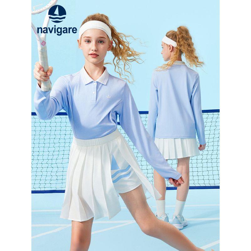 Navigare Italian Small Sailboat Kidsren's Polo Shirt 2026 Spring New Girls' Long-Sleeved Sports Top