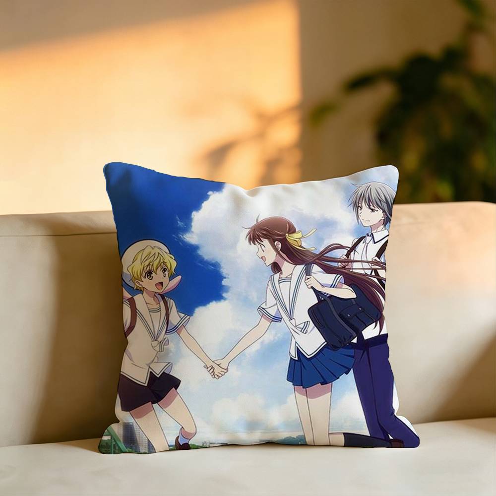 Anime FFruits Basket Square DoubleSided printed Pillow Case Bedroom Bedside Pillow Sofa Cushion Cover
