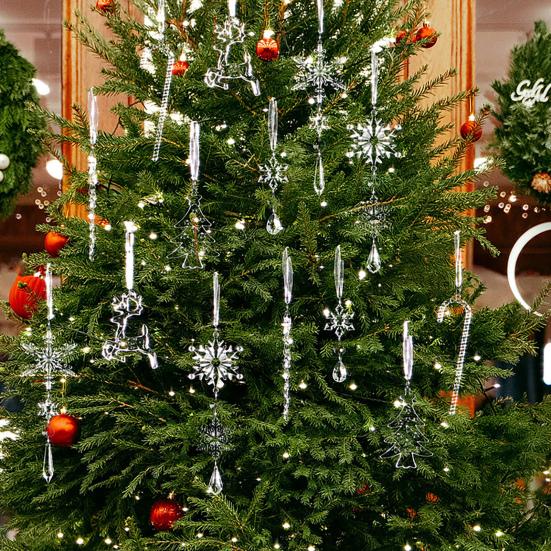 14 шт./набор Набор рождественских украшений Искусственный кристалл Снежинка Сосулька Капля Подвесные украшения