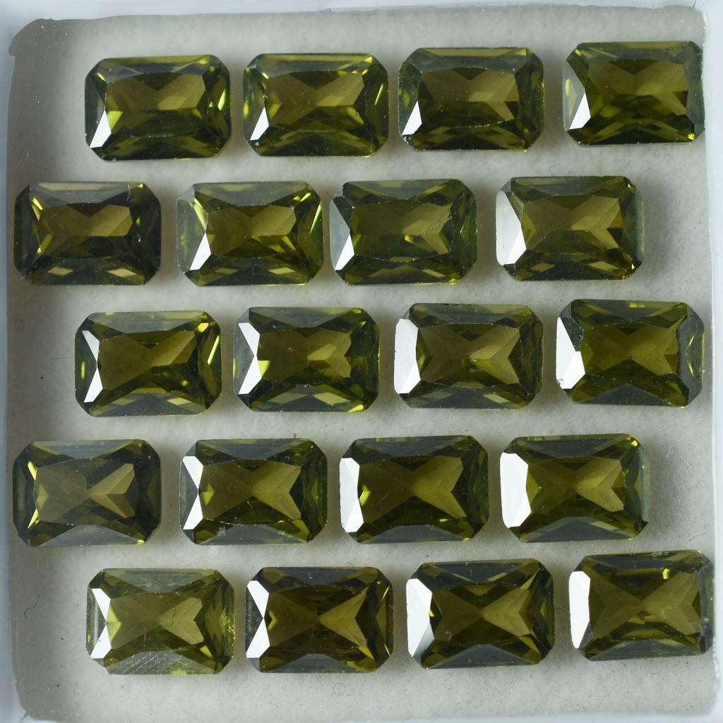 Natural Green Sapphire Loose Gemstone 30 pcs 7x5 mm Emerald Cut Lot September Birthday Birthstone