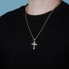 Vintage Cross Pendant Necklace Full Zircon Minimalist Jewelry Everyday Wear