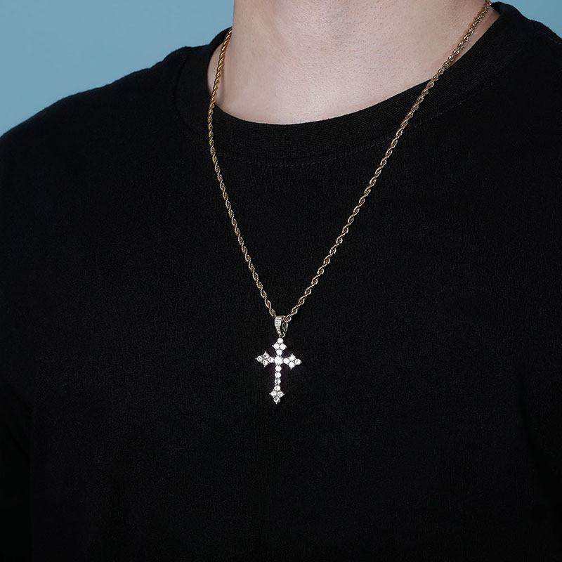 Vintage Cross Pendant Necklace Full Zircon Minimalist Jewelry Everyday Wear
