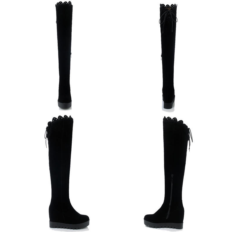 Женские зимние сапоги на платформе со шнуровкой и кружевным верхом