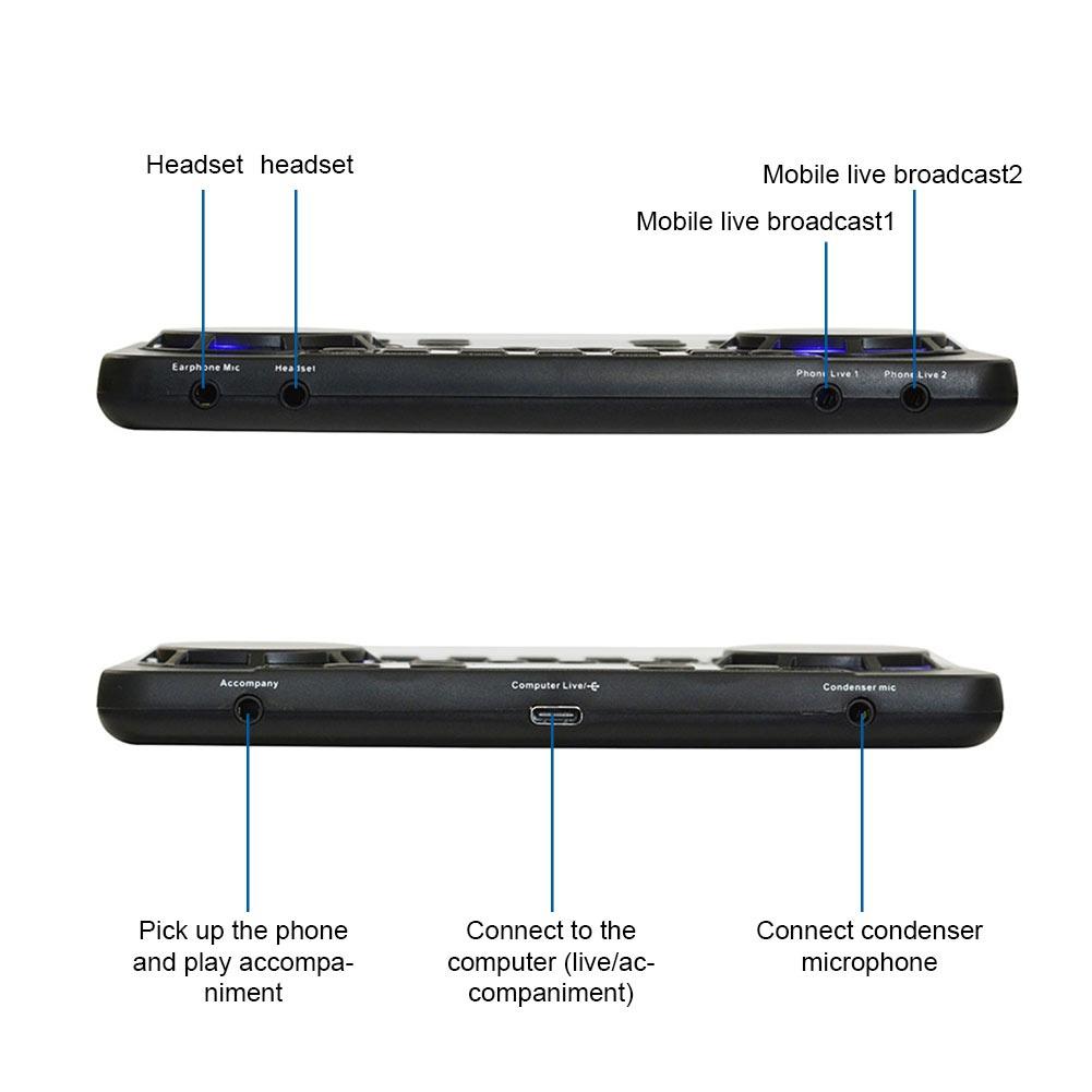 Портативная звуковая карта для ПК, 10 звуковых эффектов, Bluetooth с шумоподавлением, микшеры, гарнитура, микрофон, голосовое управление для телефона