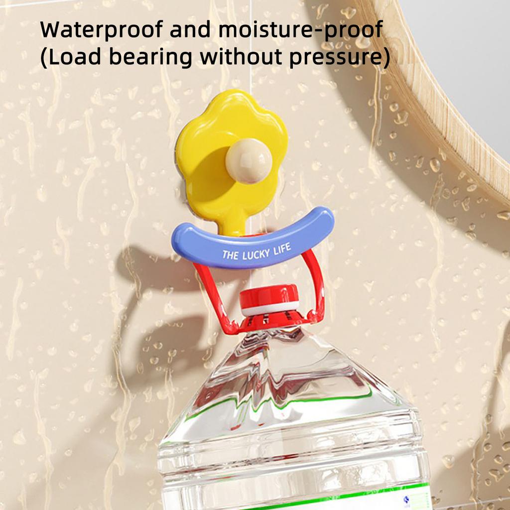 Wall Mounted Flower Hooks Kitchen Bathroom Self-adhesive Hanging Holder Towels Shower Balls Brush Storage Rack