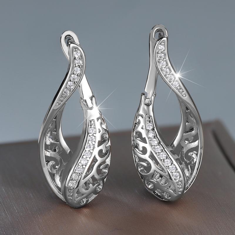 Богемный ретро золотые полые серьги-подвески для женщин и девочек с кристаллами циркония модные ювелирные изделия аксессуары