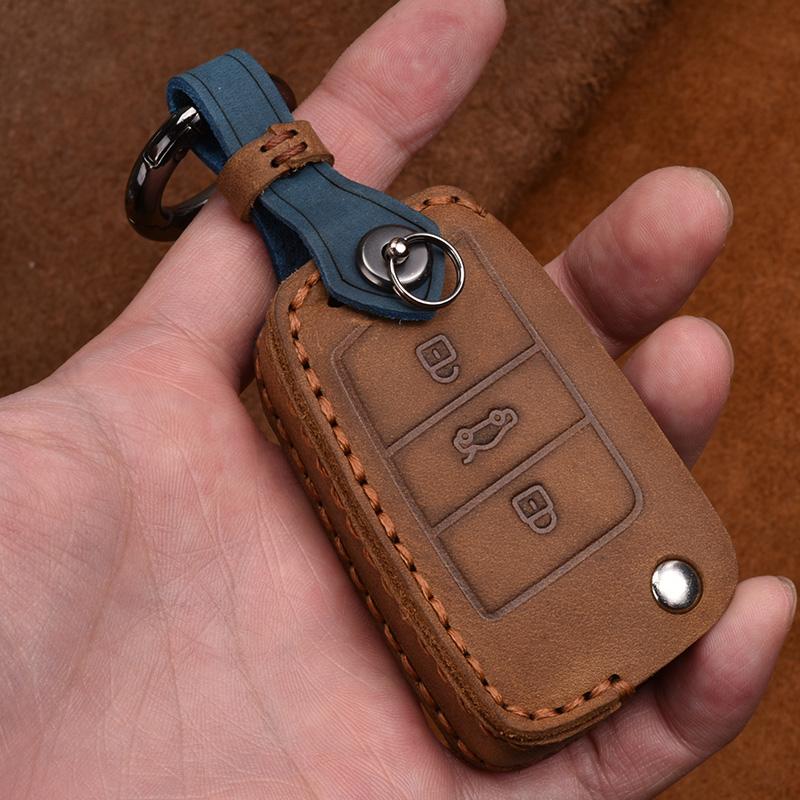Leather Car Key Case Full Cover Protection For Volkswagen VW Jetta Golf 7 MK7 Seat Ibiza Leon FR2 Altea Aztec Polo Passat Tiguan