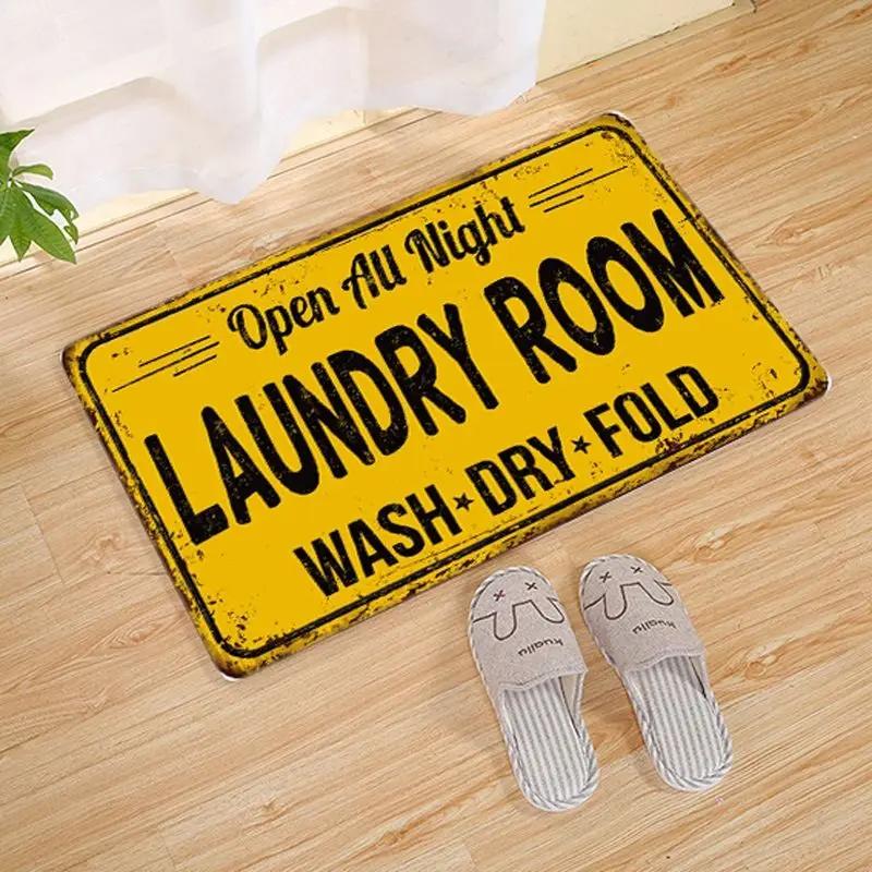 Laundry Room Printed Carpet Non-Slip Soft Entryway Foyer Bedroom Entrance Doormat Laundry Room Floor Mats Home Decoration