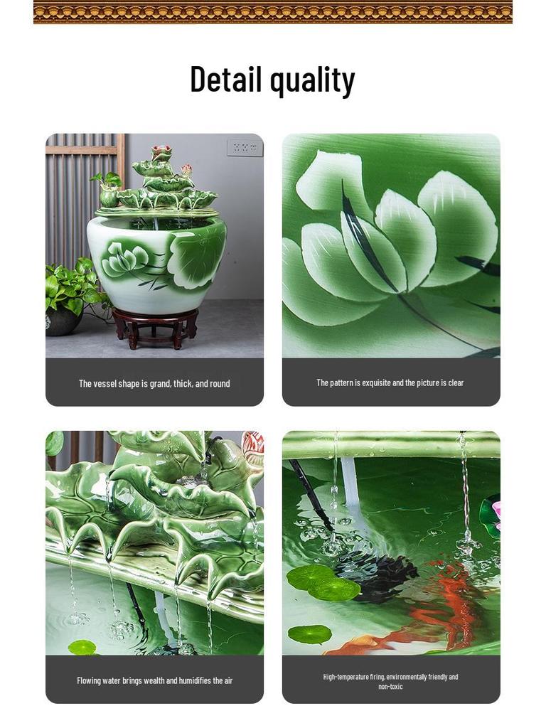 Цзиндэчжэньский аквариум для золотых рыбок: Напольный керамический водный объект для балкона, офиса или гостиной.
