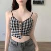 Женские укороченные топы Майки без рукавов Трикотажные майки в клетку