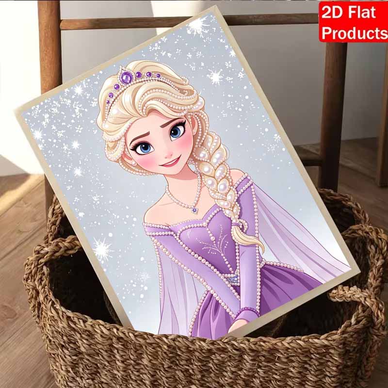 Disney Pearl Painting Purple Dress Elsa DIY Pearl Art Pearl Painting Kit Pearl Art Painting Wall Suitable for Home Office Decoration Handmade Gifts