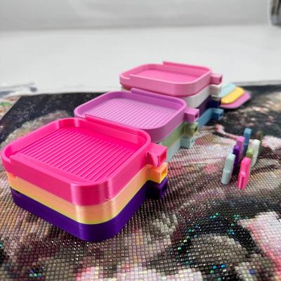 DIY Поднос для алмазной мозаики большого размера, вместительный, для сортировки и хранения вышивальных бусин, разноцветный, с крышкой