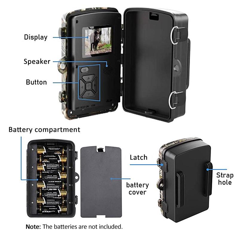 Hd уличная охотничья камера для охоты на дикую природу, 16MP 1080p, инфракрасная камера ночного видения, активируемая движением, охотничья ловушка, игра, водонепроницаемая камера