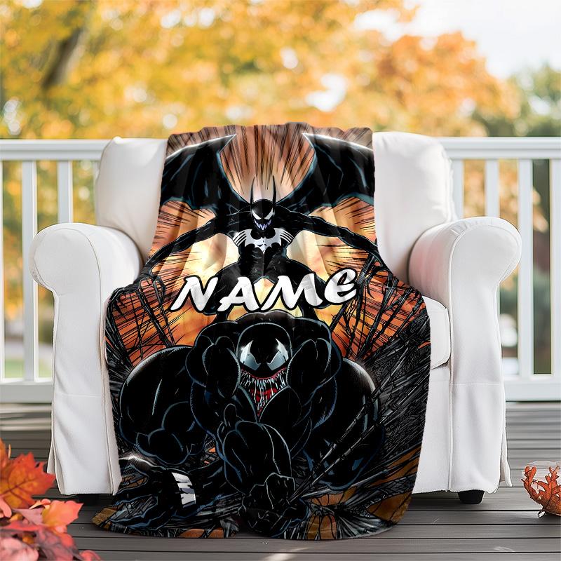 Customizable Venom Throw Blanket – Personalized Name, All-Season Cozy Snug Blanket, Machine Washable, Personalized Blanket