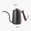 FUN COFFEE Coffee Kettle, Direct Heat, 550ml, Drip Pot, Wooden Handle, with Lid, Stainless Steel, Black (co-0024)